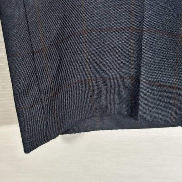 Banana Republic Pants Womens 2 Straight Trouser Blue Plaid Wool Blend Pockets - Picture 3 of 8